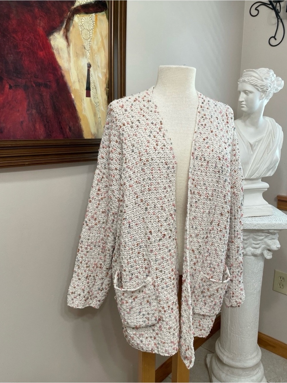 Moon & Madison Confetti Speckled Comfy Cardigan L OVERSIZED